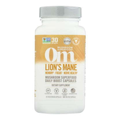Om Mushroom Superfood Lion's Mane Mushroom Capsules, 90 Count