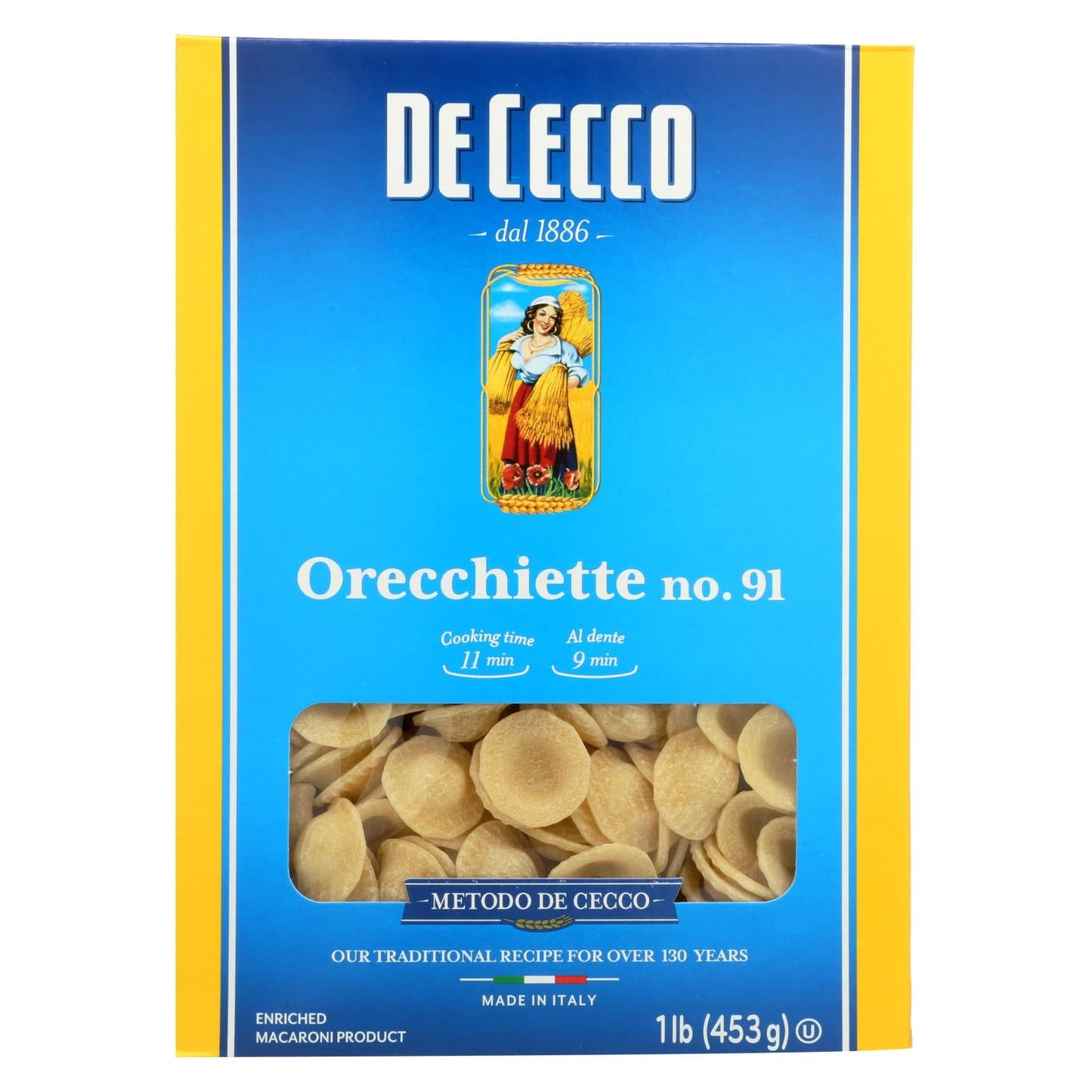 De Cecco Organic Orecchiette Pasta, Pack of 12 (16 oz)