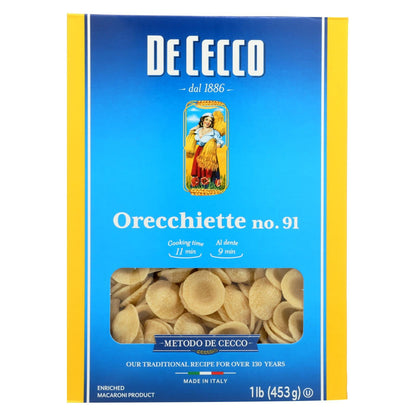 De Cecco Organic Orecchiette Pasta, Pack of 12 (16 oz)