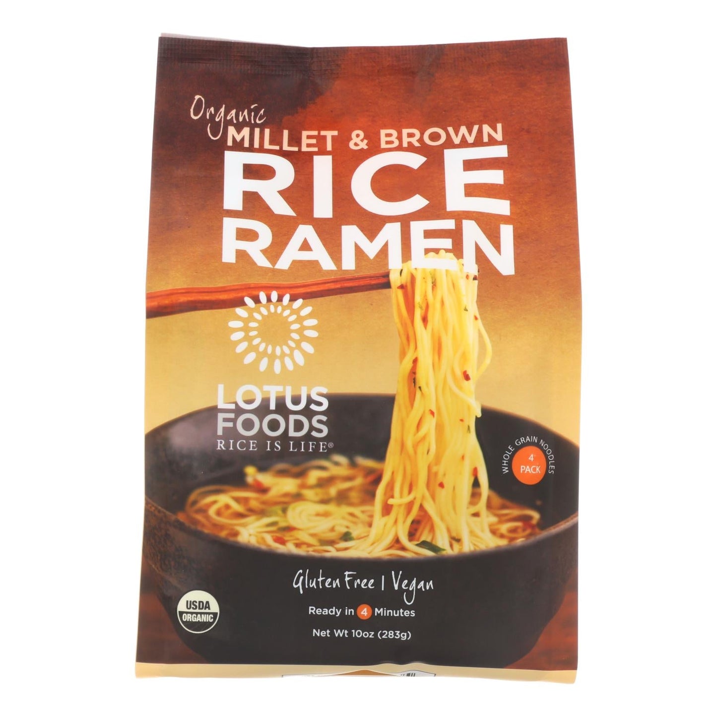 Lotus Foods Organic Millet & Brown Rice Ramen, 10 oz, Pack of 6, Gluten-Free