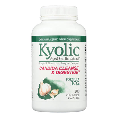 Kyolic Aged Garlic Extract Candida Cleanse & Digestion Support, 200 Vegetarian Capsules