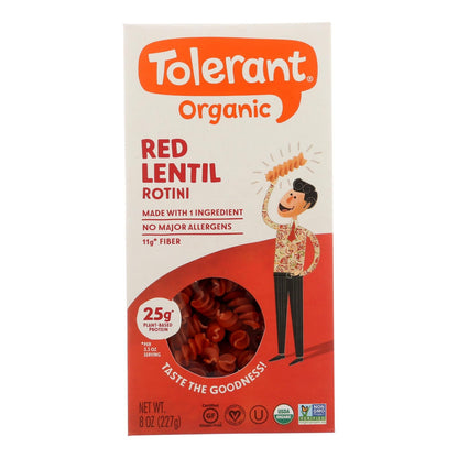 Tolerant Organic Red Lentil Rotini Pasta, 8 Oz. (Pack of 6)