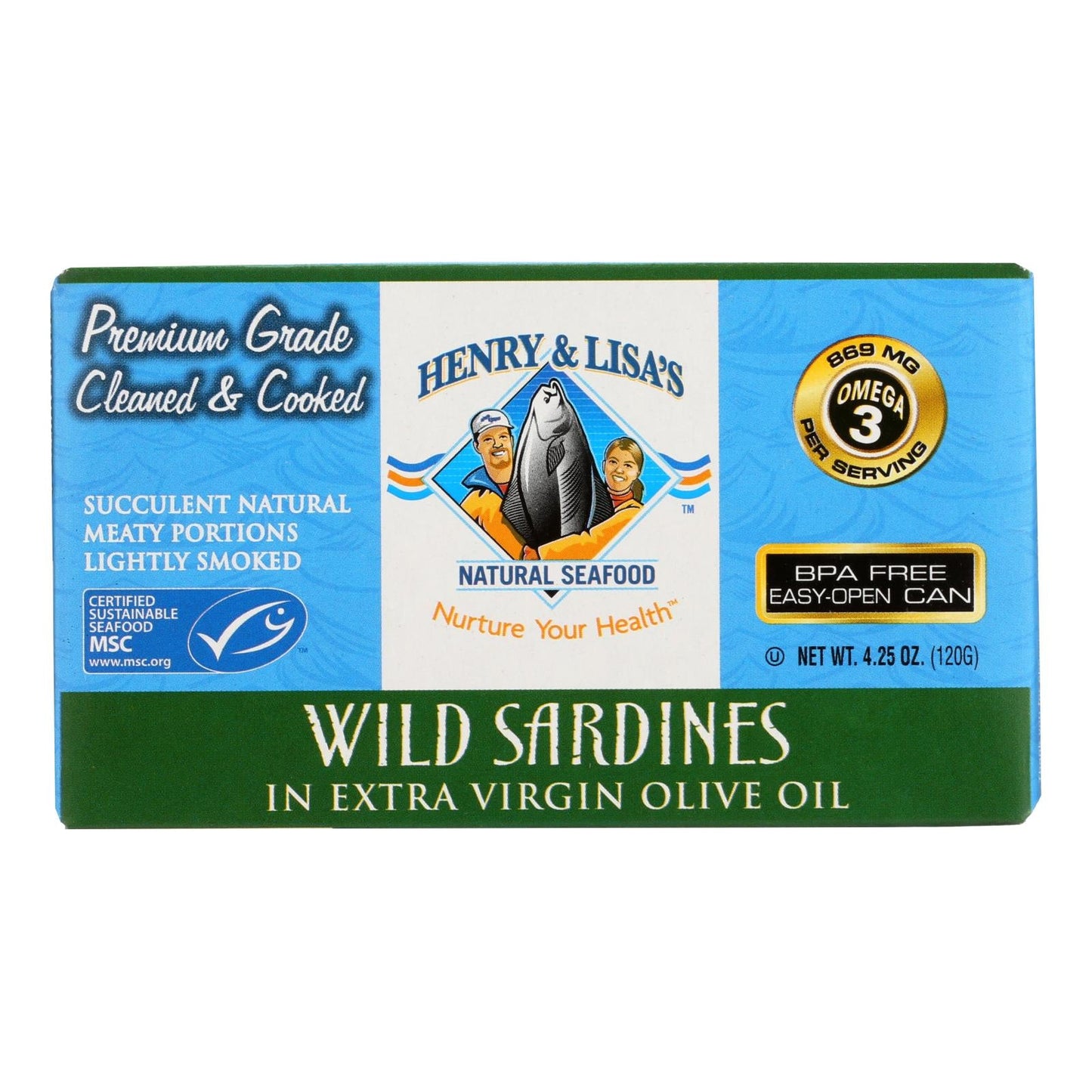 Henry and Lisa's Wild Sardines in Extra Virgin Olive Oil, Rich in Omega-3, Sustainable Seafood (Pack of 12 - 4.25 Oz.)