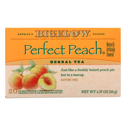 Bigelow Peach Herbal Tea, Caffeine-Free, 20 Tea Bags, Pack of 6