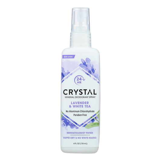 Crystal Essence Mineral Deodorant Body Spray Lavender & White Tea - 4 Fl Oz