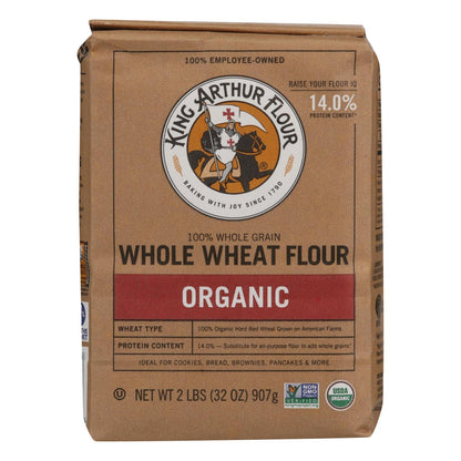 King Arthur 100% Whole Wheat Flour, Case of 12 (2 lb bags)