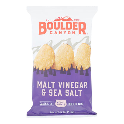 Boulder Canyon Kettle Chips, Malt Vinegar & Sea Salt, 5 oz, Pack of 12