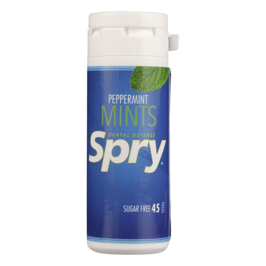 Spry Peppermint Xylitol Mints, Sugar-Free, 45 Count (Pack of 6)
