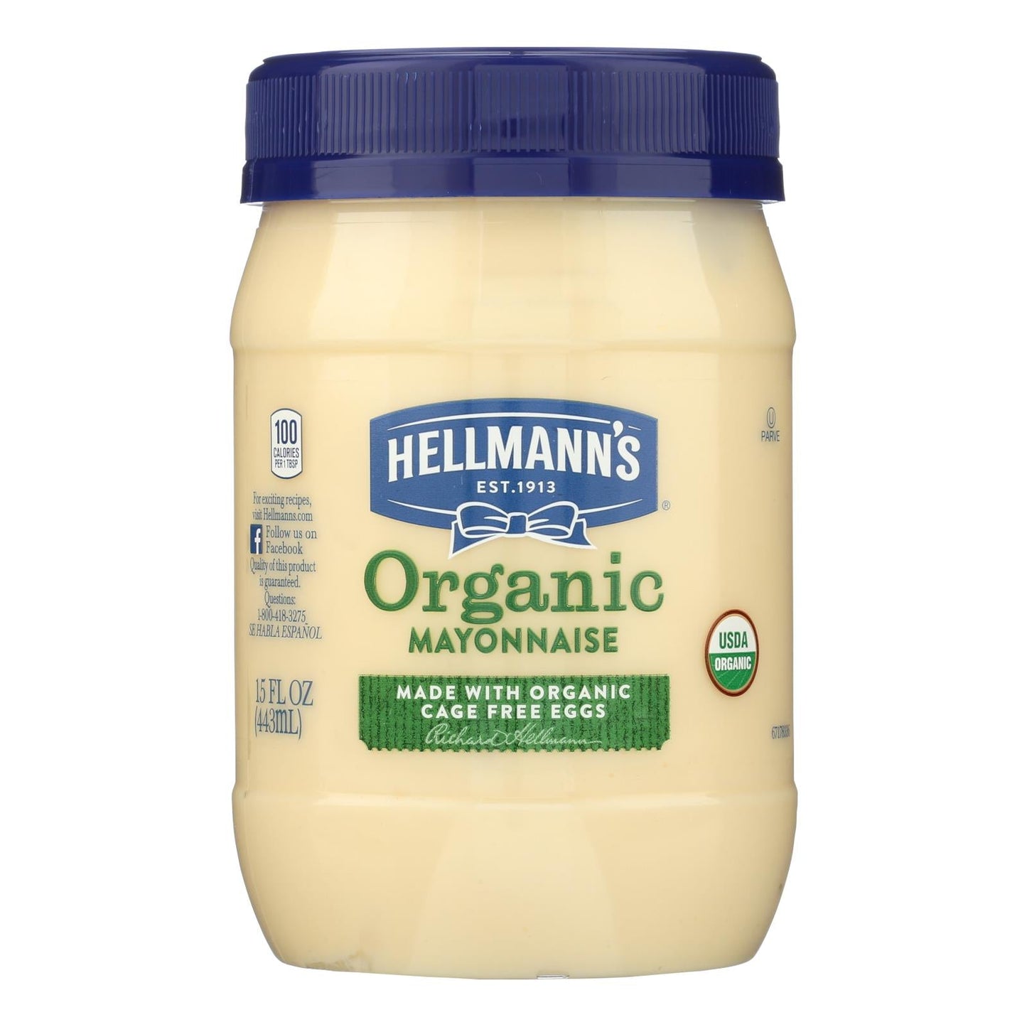 Hellman's Organic Mayonnaise, 6 Pack of 15 Fl. Oz. Bottles