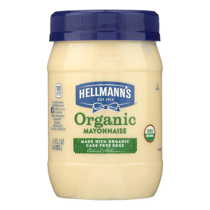 Hellman's Organic Mayonnaise, 6 Pack of 15 Fl. Oz. Bottles