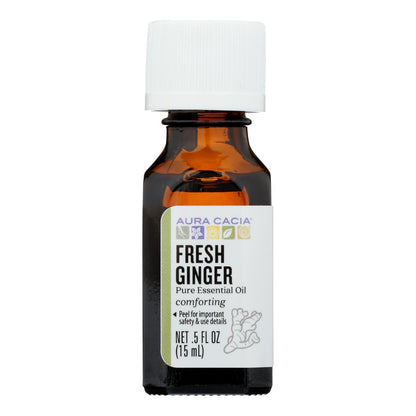 Aura Cacia Fresh Ginger Essential Oil, 0.5 Fl Oz, Pure & Energizing Aromatherapy