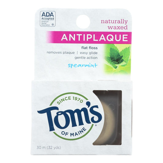 Tom's of Maine Antiplaque Waxed Dental Floss in Spearmint, 32 Yards per Pack (Pack of 6)