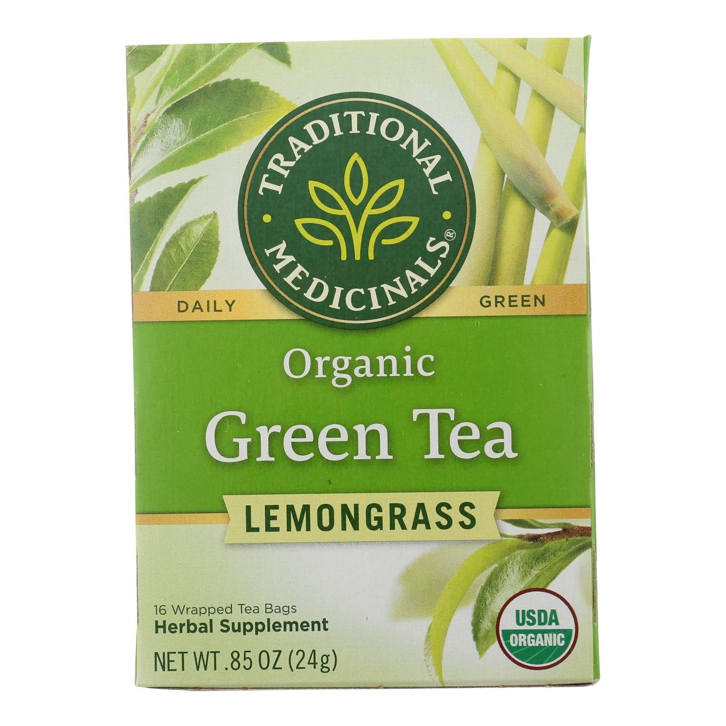 Traditional Medicinals Organic Golden Green Tea Single Serving Tea Bags, 16 Count