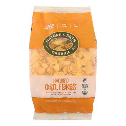Nature's Path Organic Honey'd Corn Flakes, 6 x 26.4 Oz. - Sweetened with Honey