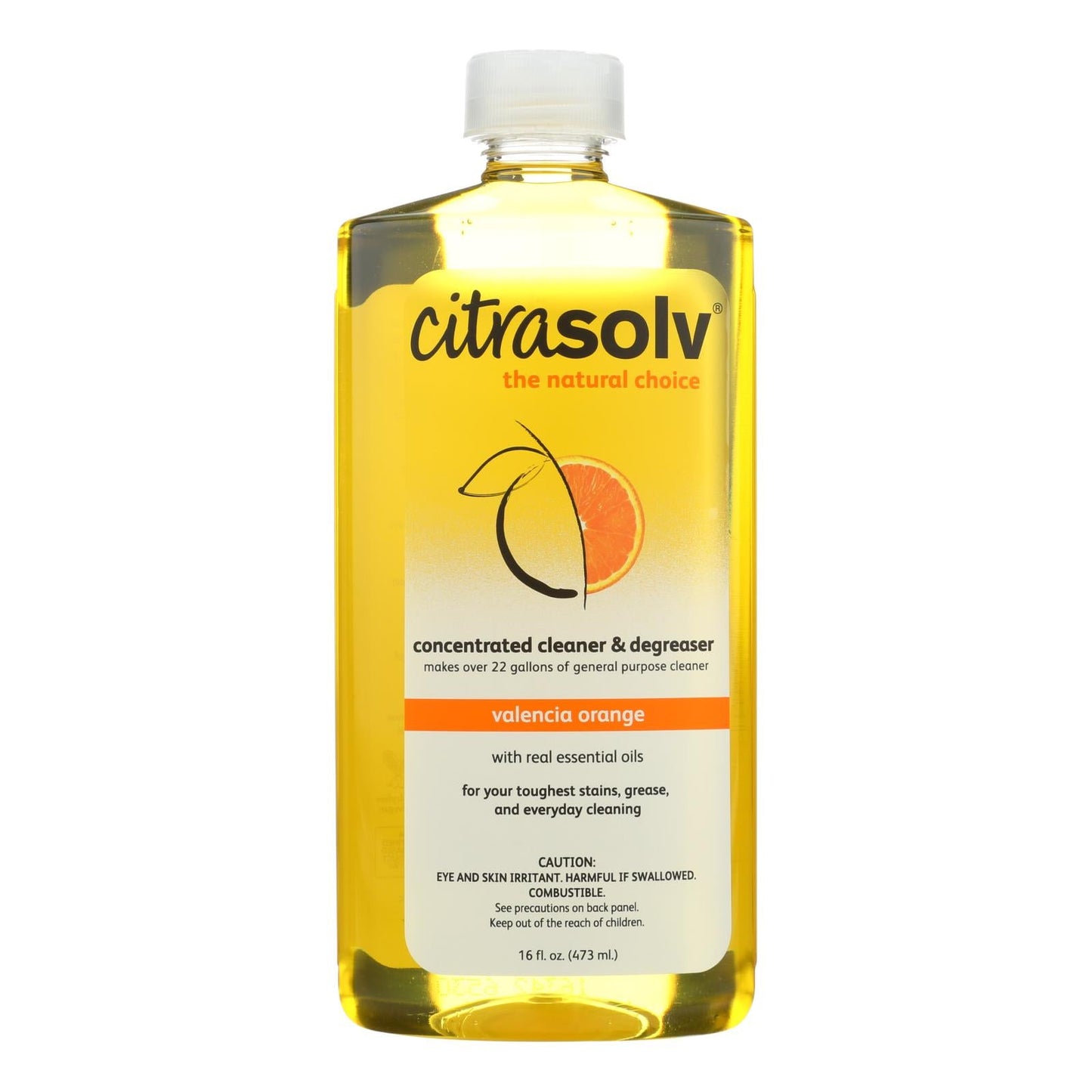 Citrasolv Natural Cleaner & Degreaser Concentrate for Multiple Surfaces - 16 oz Bottle, Valencia Orange Scent