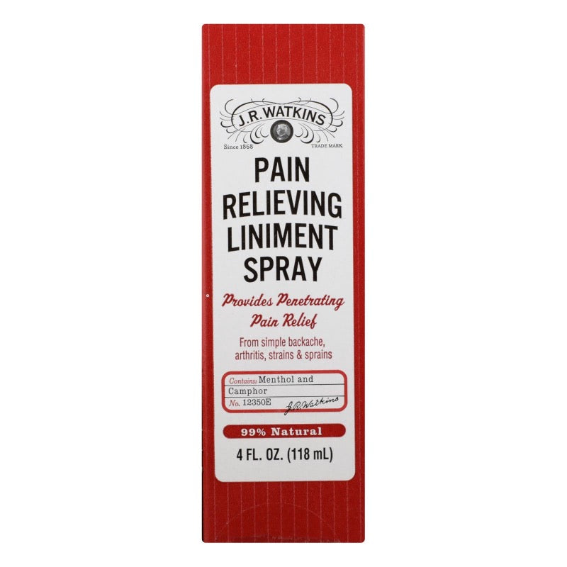 J.R. Watkins Natural Pain-Relieving Liniment Spray, Menthol & Camphor, 4 OZ