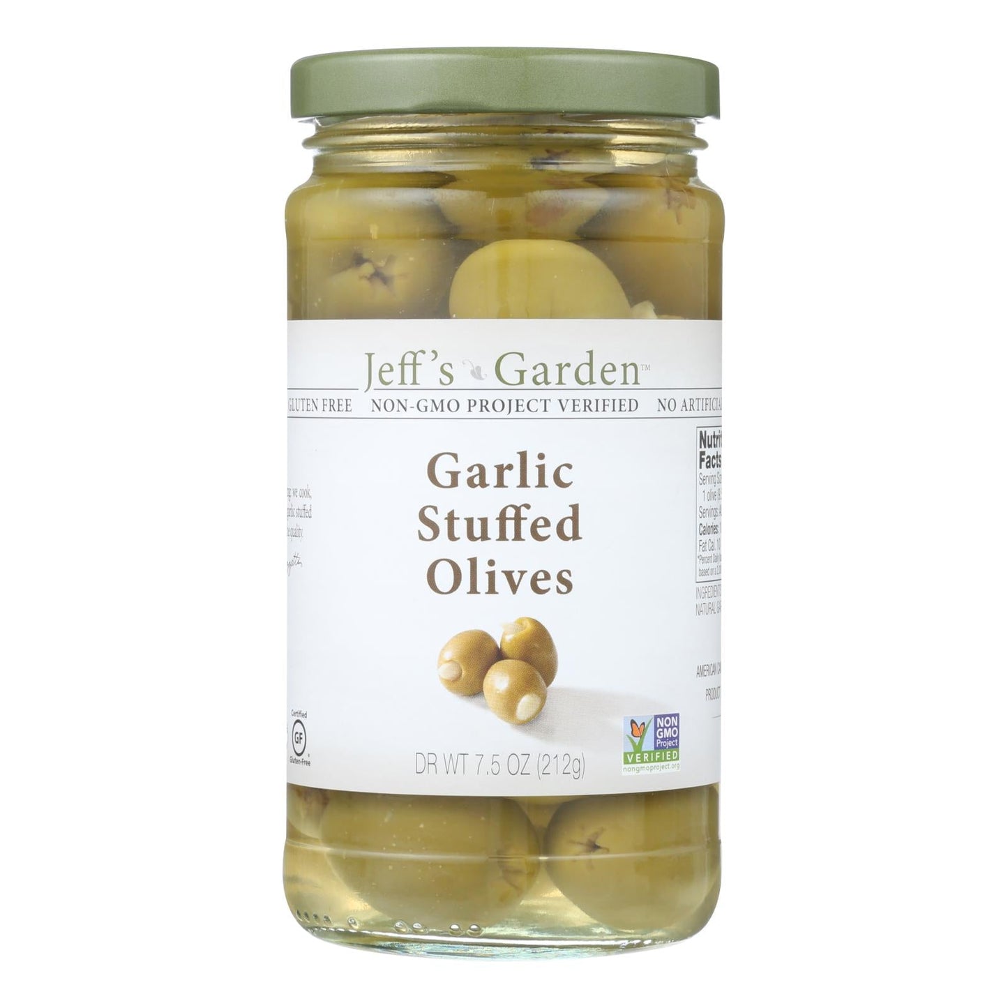 Jeff's Natural Garlic-Stuffed Olives - 6-Pack Case (7.5 oz. Each)