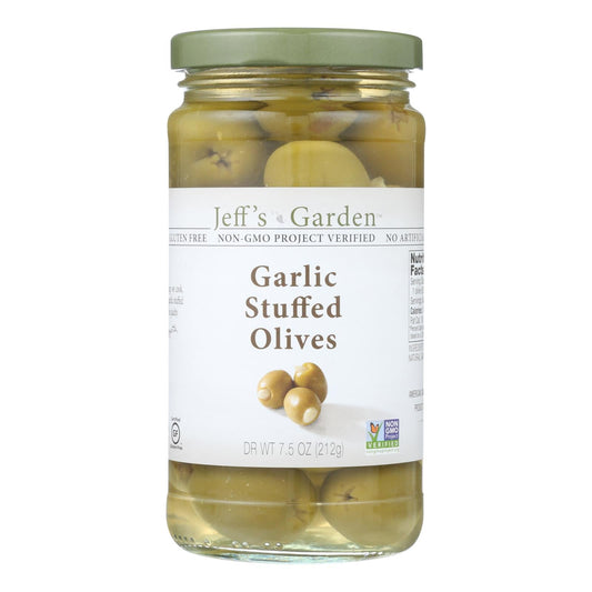 Jeff's Natural Garlic-Stuffed Olives - 6-Pack Case (7.5 oz. Each)
