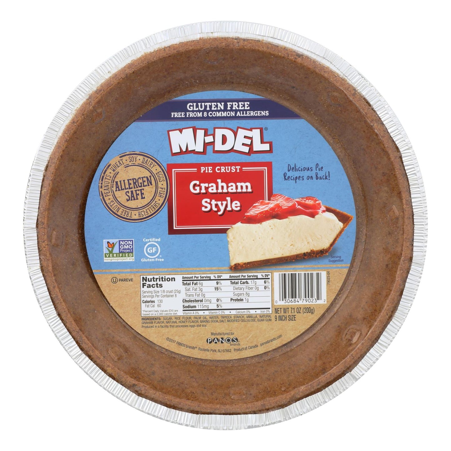 Midel Gluten-Free Graham Style Pie Crust, 7.1 oz, Pack of 12