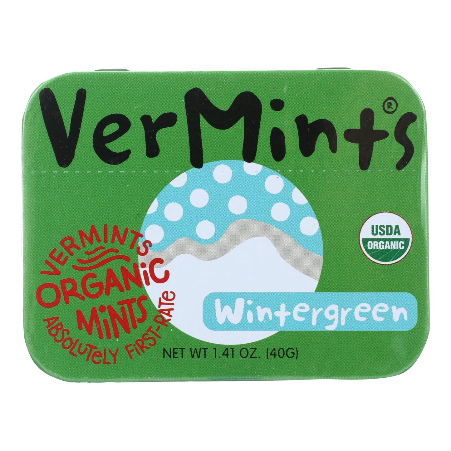 Vermints All-Natural Wintermint Breath Mints, Gluten-Free, Case of 6 (1.41 oz)