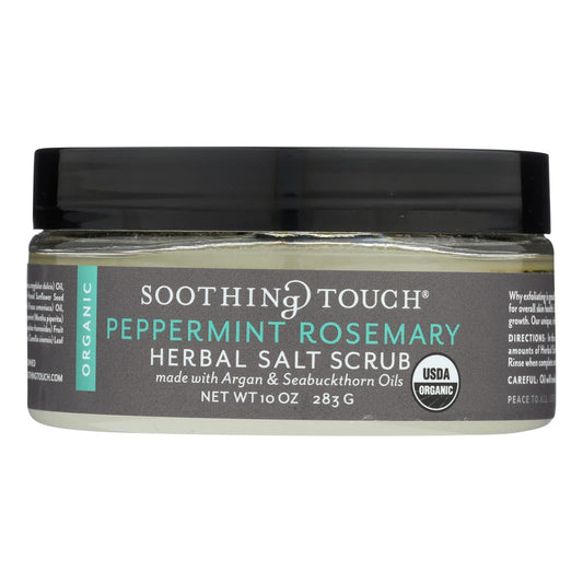 Organic Salt Scrub with Peppermint & Rosemary by Soothing Touch (10 Oz.)