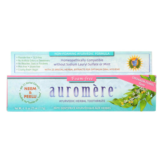 Auromere Foam-Free Cardamom-Fennel Toothpaste - 4.16 Oz.