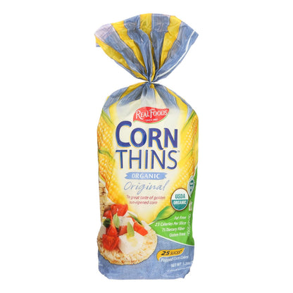 Real Foods Organic Corn Thins: Crispy, Wholesome Snack (Pack of 6 - 5.3 Oz.)