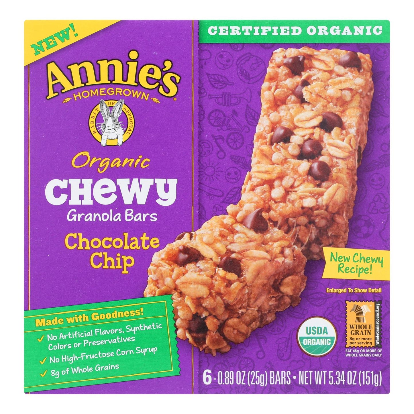 Annie's Homegrown Organic Chewy Granola Bars Chocolate Chip (12 - 5.34 Oz. Packs)