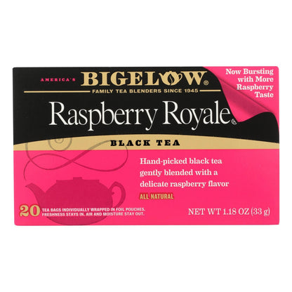 Bigelow Raspberry Royale Black Tea, Naturally Flavored, Case of 6 (20 Tea Bags)
