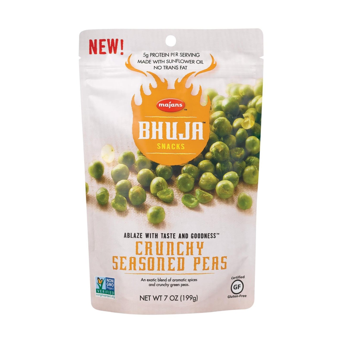 Bhuja Snacks Crunchy Seasoned Peas, 7 oz, Pack of 6
