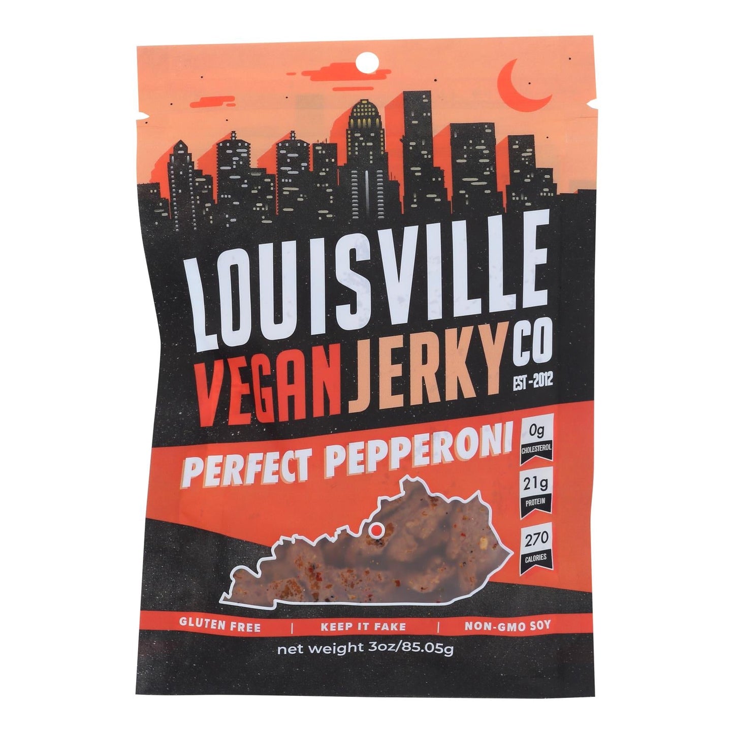 Louisville Vegan Jerky, 3 Oz. Pepperoni-Flavored (Pack of 10)
