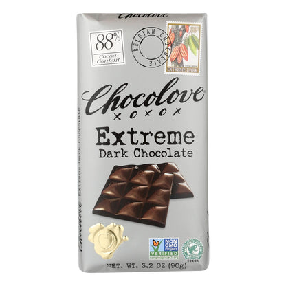 Chocolove XOXOX Extreme Dark Chocolate Bar (3.2 Oz., Pack of 12)