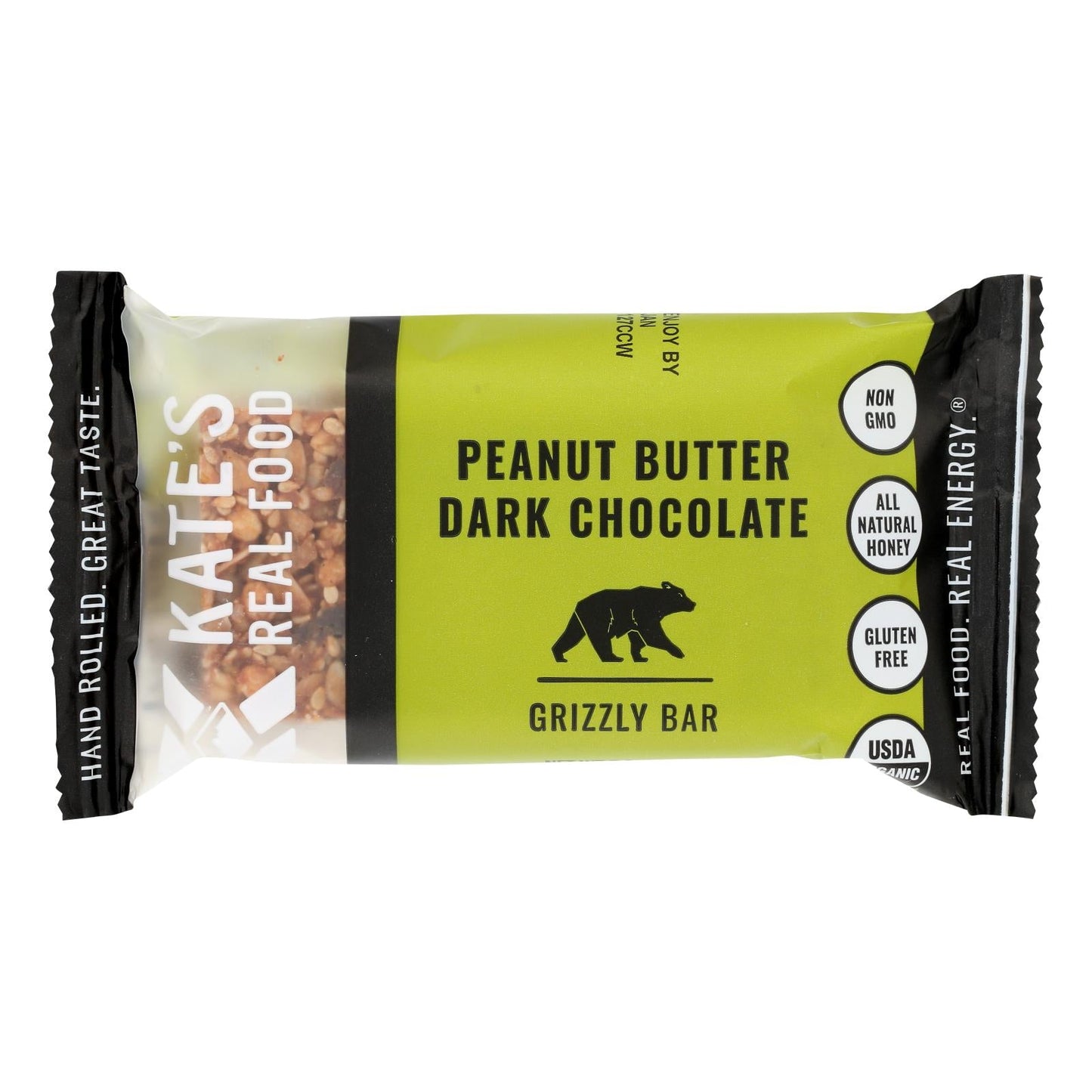 Kate's Real Food Bar Grizzly Peanut Butter Dark Chocolate, 2.2 oz, Case of 12