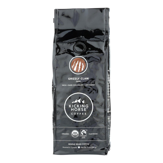 Kicking Horse Coffee Organic Whole Bean Grizzly Claw Dark Roast 10 oz Bag (Pack of 6)