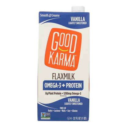 Good Karma Flax Milk Protein Vanilla Lightly Sweetened 6-Pack, 32 fl. oz.