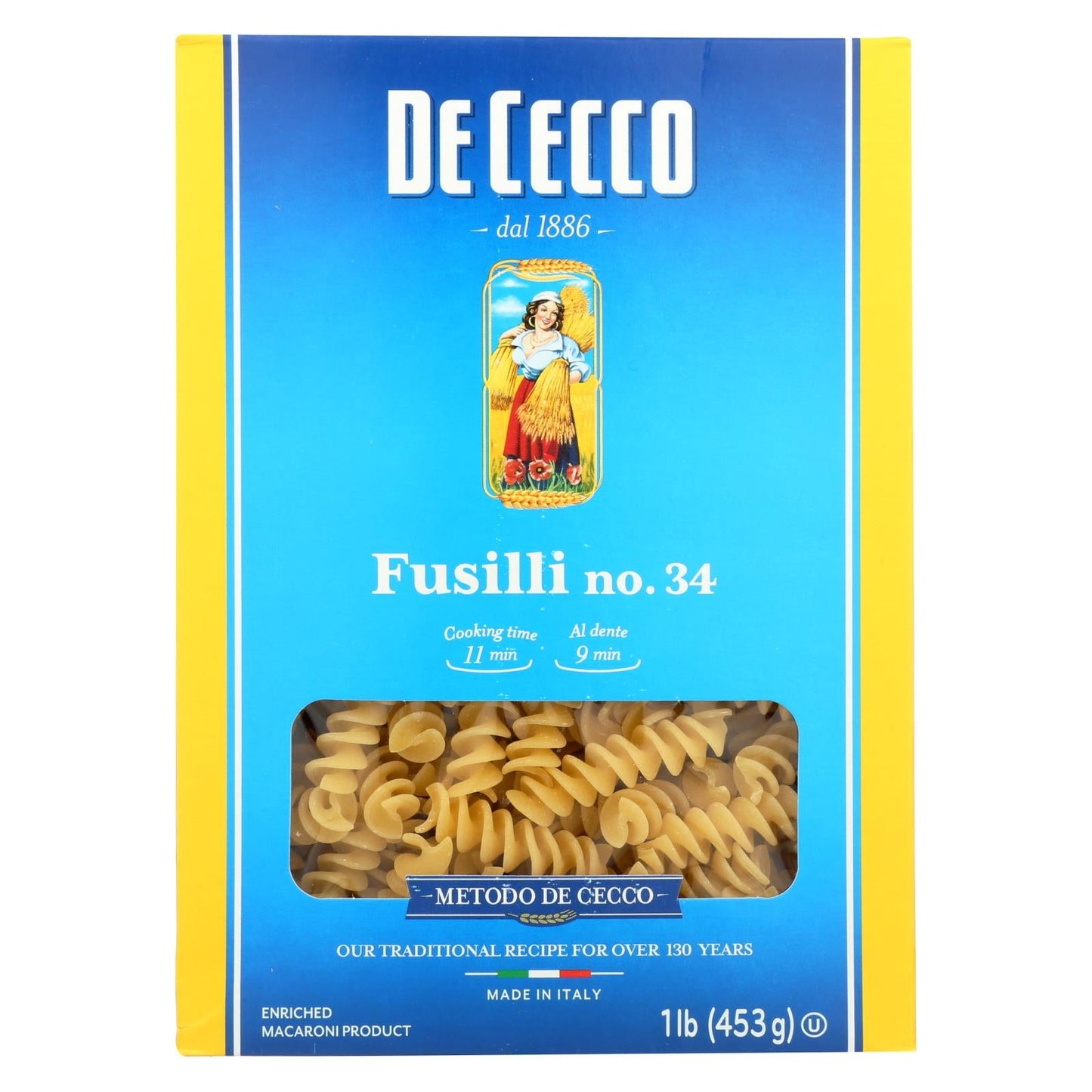 De Cecco Fusilli Pasta, 12 Pack x 16 Oz., Authentic Italian