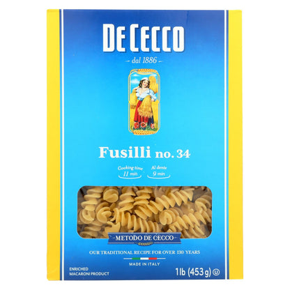 De Cecco Fusilli Pasta, 12 Pack x 16 Oz., Authentic Italian