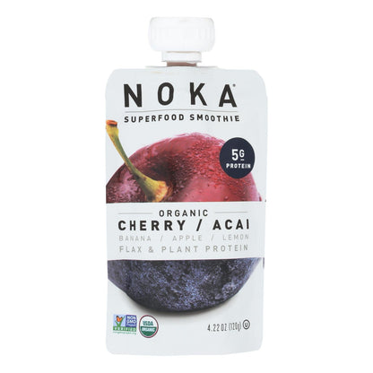 Noka Superfood Smoothie, Cherry Acai — Pack of 24, 4.22 oz. Each