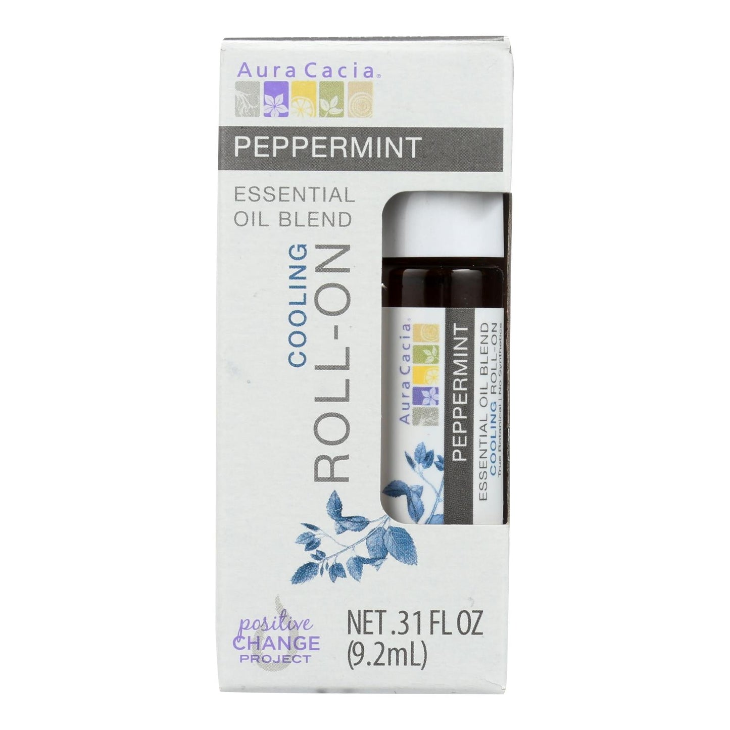 Aura Cacia Roll-On Essential Oil Peppermint (Pack of 4) - 0.31 Fl Oz.