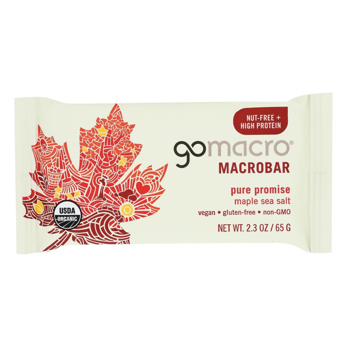 Gomacro MacroBar Maple Sea Salt, 2.3 Oz., Pack of 12