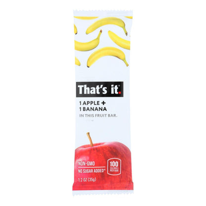 That's It Apple and Banana Fruit Bars, 100% Real Fruit, Gluten Free, 1.2 oz Bars, Case of 12