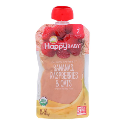 Happy Baby Clearly Crafted Bananas, Raspberries and Oats - 16 Packets (4 Oz. Each)