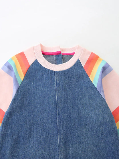 Children's Contrast Raglan Sleeve Denim Dress