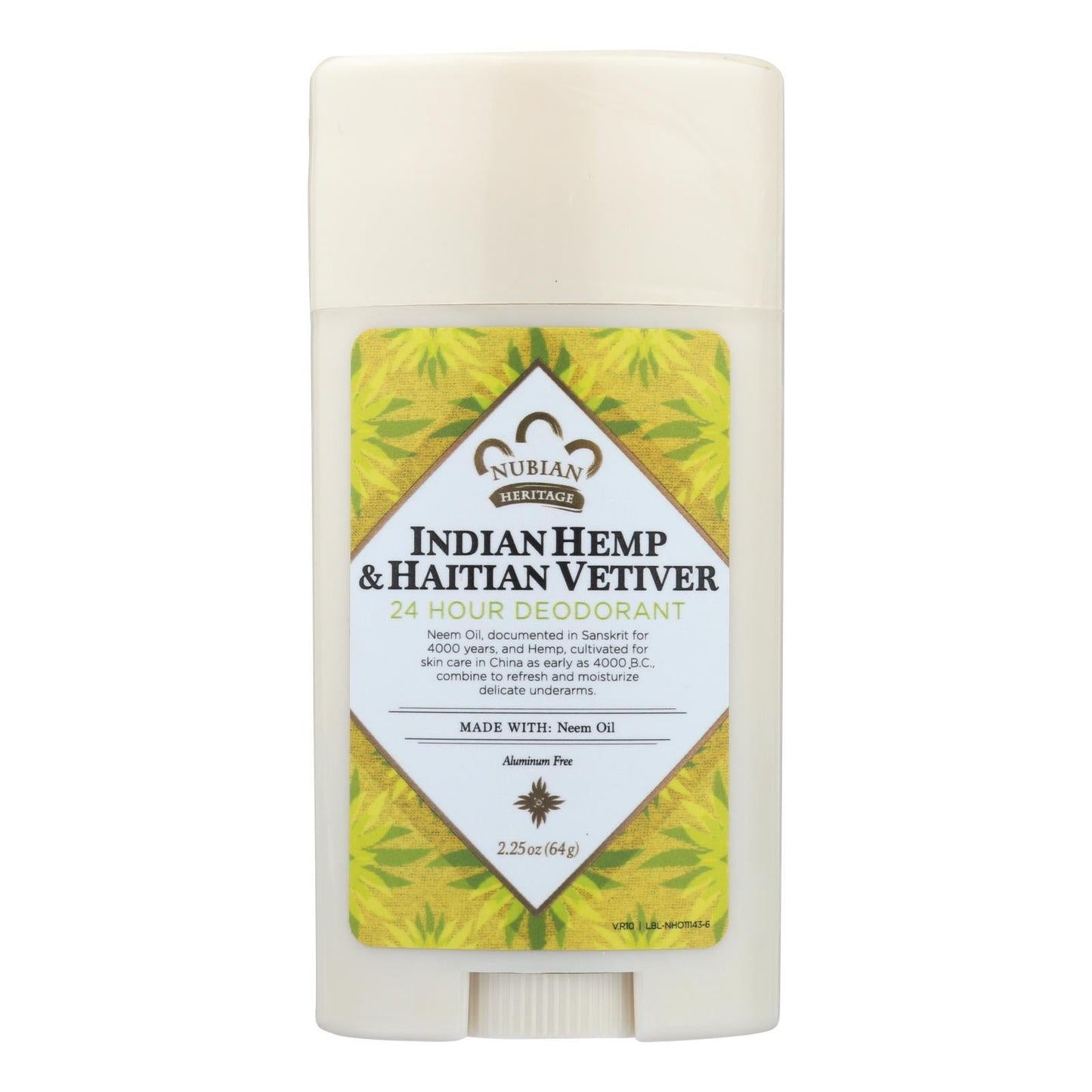 Nubian Heritage Natural Deodorant: Indian Hemp, Haitian Vetiver, Neem Oil (2.25 Oz)