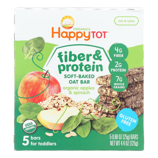 Happy Tot Soft Baked Oat Bar Organic Apples & Spinach for Toddlers (Pack of 6 - 5.88oz)