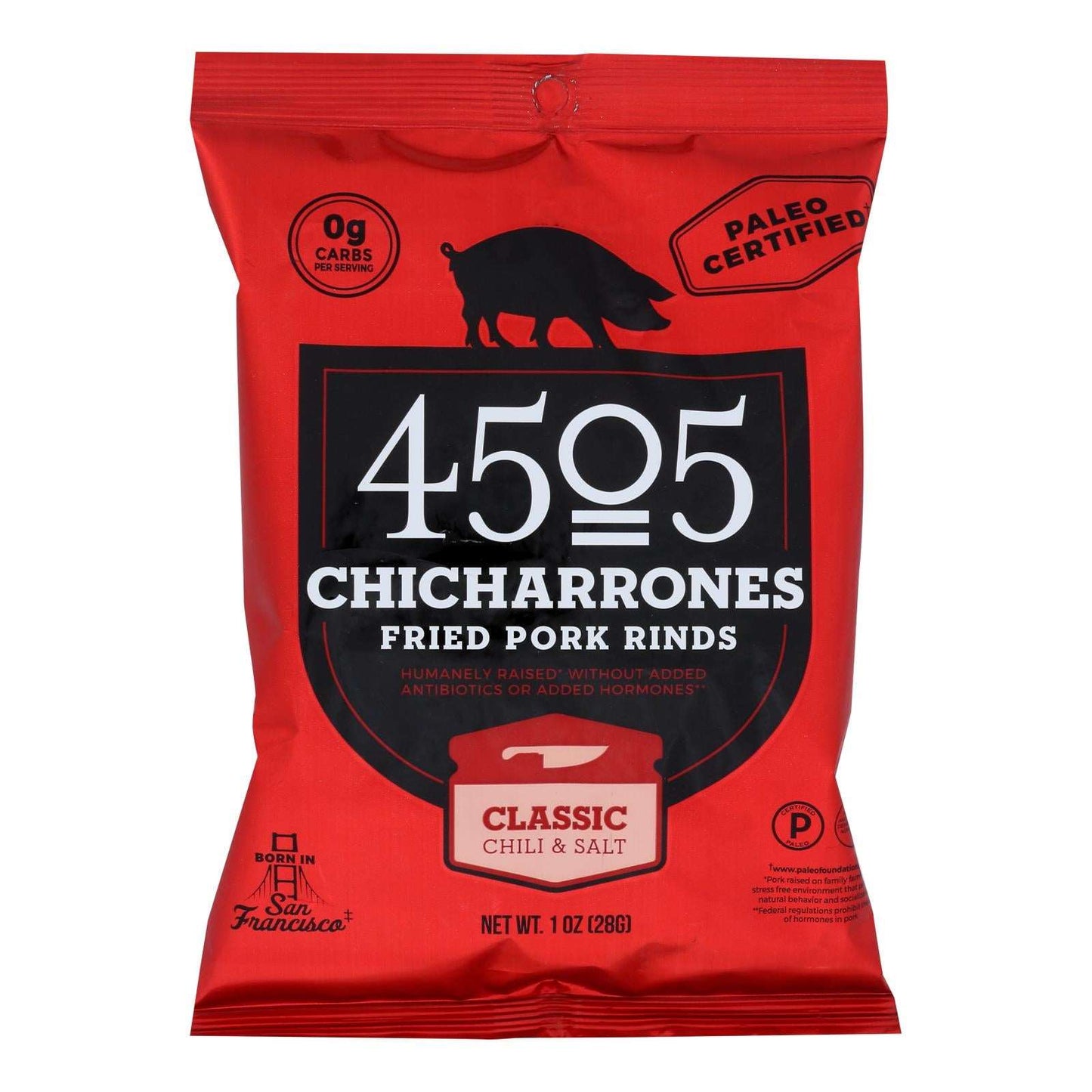 4505 Chicharrones: Classic Chili & Salt, 1 Oz., 12-Pack