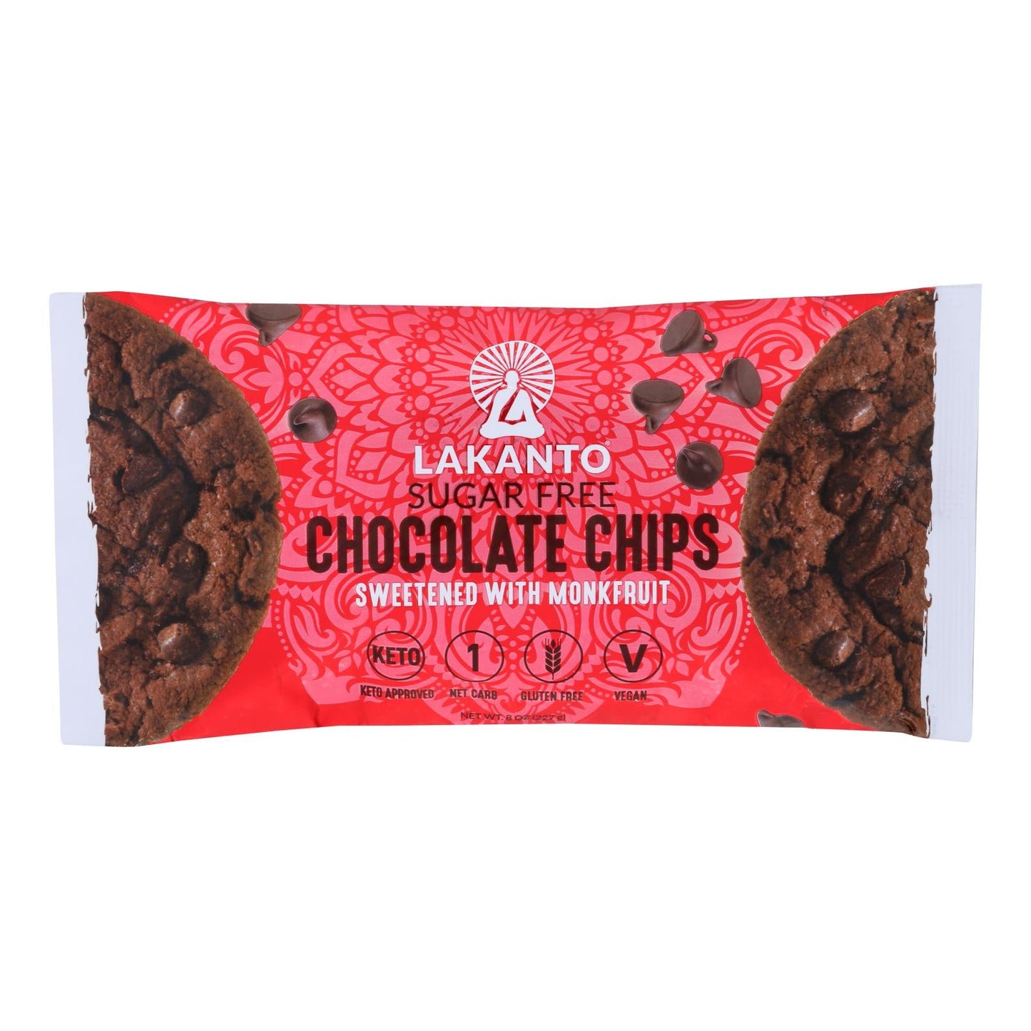 Lakanto Unsweetened Chocolate Chips, Keto-Friendly, Sugar-Free, 8 Oz. (Pack of 8)