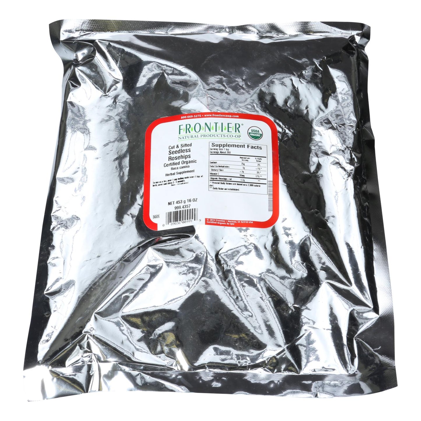 Frontier Herb - Organic Rosehips - Seedless Cut and Sifted