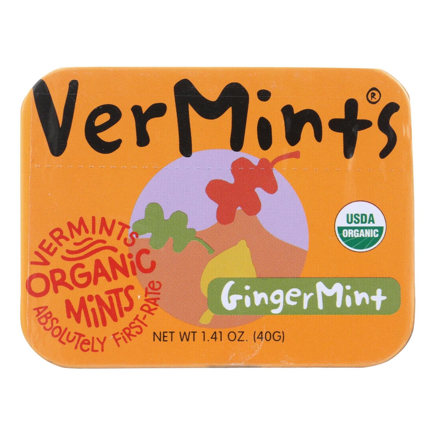 Vermints Sugar-Free All Natural Gingermint Candy Drops, 1.41 Oz, Pack of 6