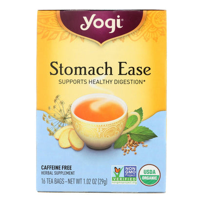 Yogi Organic Stomach Ease Herbal Tea - Digestive Support (Case of 6, 16 Tea Bags Each)